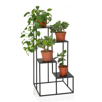 Support Pots Plantes Étagé en Métal Noir WADIGA