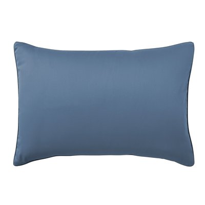 Taie d'oreiller unie en satin de coton, Made in France, BLEU FLANDRES A DEMAIN