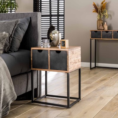 Table de chevet industrielle tiroirs métal BUNBURY PIER IMPORT