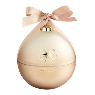 Bougie boule 210 g parfum Orange Cannelle RUBANS DE FÊTE MATHILDE M