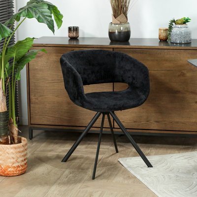 Fauteuil de table contemporain velours noir (lot de 2) FLORENCE PIER IMPORT
