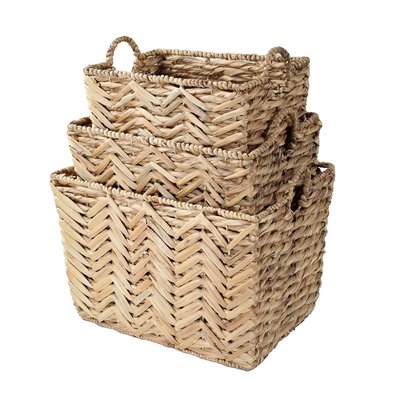 Lot de 3 paniers haut en jacinthe d'eau CALICOSY
