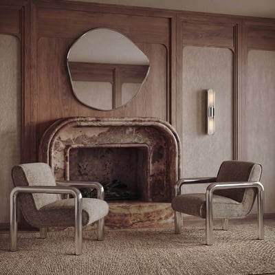 Hendrix Curved Chrome Frame Upholstered Armchair ÉDITÉ