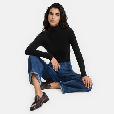 Camisola de gola alta em malha fina com padrão decorativo na gola LA REDOUTE COLLECTIONS