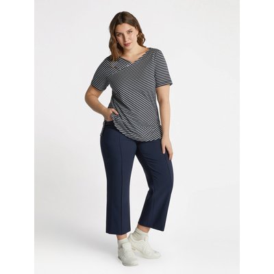 T-shirt 100 % coton avec rayures diagonales croisées sur le devant et strass FIORELLA RUBINO