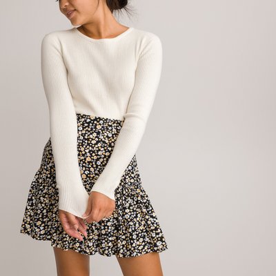 Pull slim col rond, maille côtelée LA REDOUTE COLLECTIONS