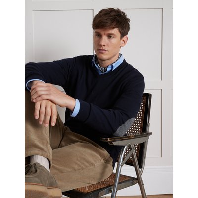 Pull col V coton, soie et cachemire CYRILLUS