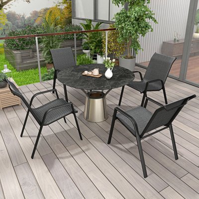 Lot de 4 chaises de jardin empilables avec accoudoirs résine OUTSUNNY