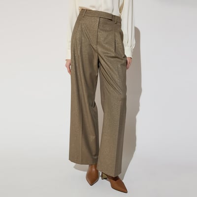 Pantalon palazzo à plis pied-de-poule métallisé LOLA CASADEMUNT