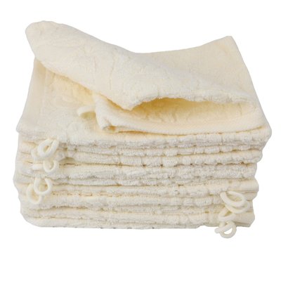 Lot De 12 Gants De Toilette Coton Bouclette Éponge Jacquard  Iris LINANDELLE