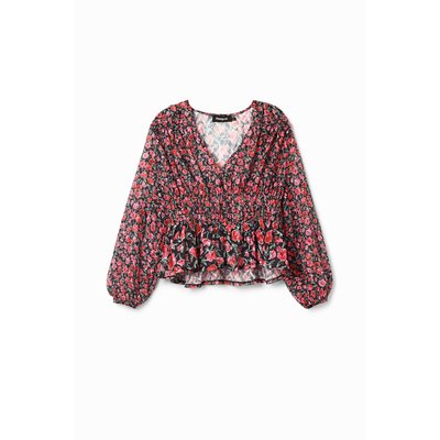 Desigual - Blouse plumetis fleurs DESIGUAL
