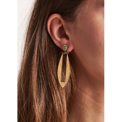 Boucles d'oreilles pendantes martelées avec perles LA FEE MARABOUTEE