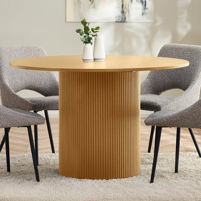 Leno Fluted Base Round Dining Table (Seats 4) SO'HOME