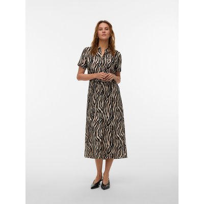 Printed Short Sleeve Tie-Waist Dress VERO MODA