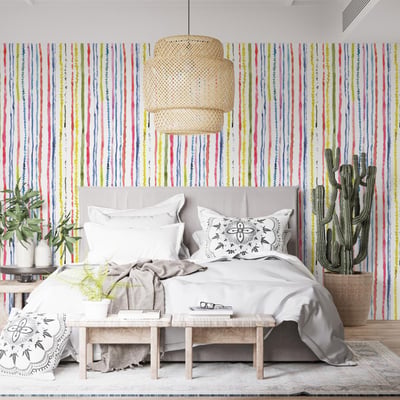 Papier peint à rayures peint à l'aquarelle - 340x260 cm (l x h) LA TOUCHE ORIGINALE