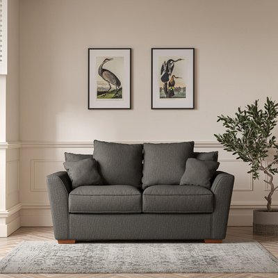 Florence Scatterback Textured Woven 2 Seater Sofa with Dark Brown Wood Legs SO'HOME