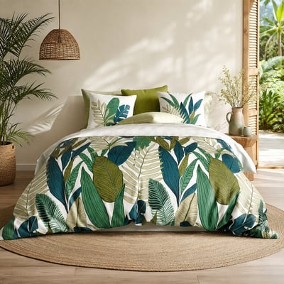 Parure housse de couette imprimée avec taie(s) coton, BELEME ATELIER DU COTON