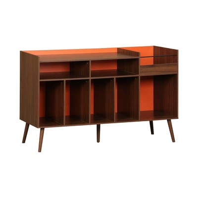 Meuble vinyle XL vintage bicolore décor bois et fond coloré 130cm NEPAL SWEEEK