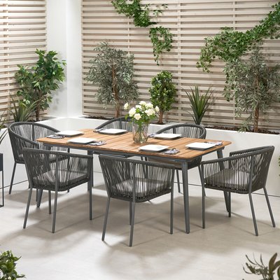 Reims 6 Seater Garden Dining Set  - Grey SO'HOME