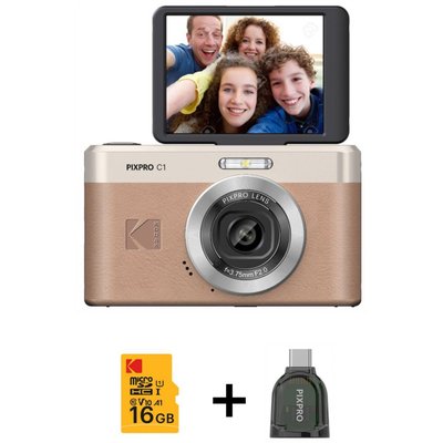 Appareil photo Compact Pixpro C1 Maron + Micro SD 16Go KODAK