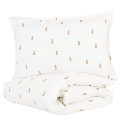 Parure de couette bébé gaze de coton bio ANANAS LITTLE CREVETTE