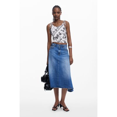 Jupe midi asymétrique en jean DESIGUAL