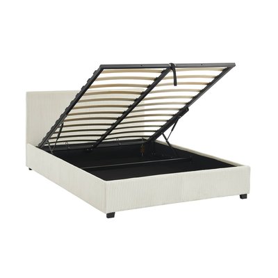 Lit coffre sommier à lattes tête de lit 140 x 190cm velours côtelé (grosse côte) AVALON SWEEEK