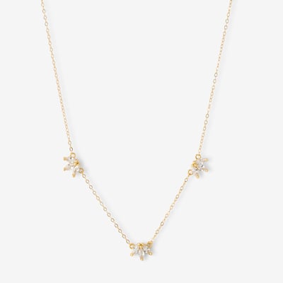 Collier pétales zirconium en argent garanti doré BALABOOSTE