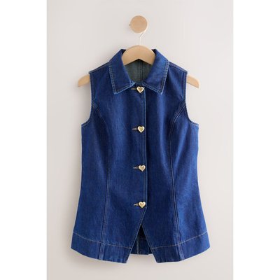 Gilet ajusté en denim à boutons cœurs NEXT
