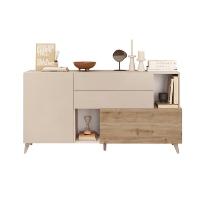 Buffet 2 portes, 2 tiroirs, 2 niches et 2 étagères L181 cm - MALA CALICOSY