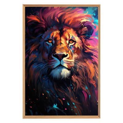 Tableau mural encadré lion vibrant 65x97 cm CEANOTHE