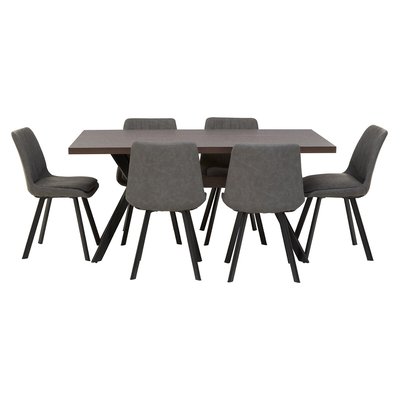 Rectangular Dining Table with 6 Faux Leather Chairs (Seats 6) SO'HOME