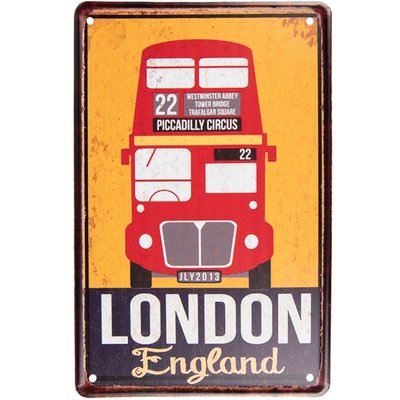 Plaque décorative murale métal vintage London 20x30cm WADIGA