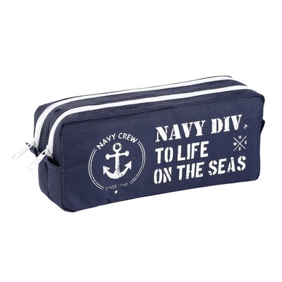 Trousse scolaire 2 compartiments VINTAGE NAVY VIQUEL