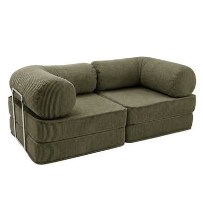 Canapé modulable convertible 2 places velours écru MEOW BABY