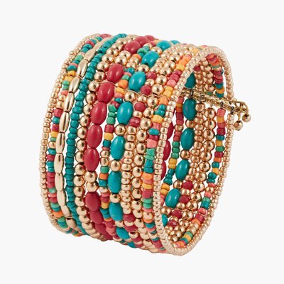 Manchette large perles de rocailles multicolore BALABOOSTE
