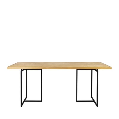 Table à manger chevrons bois et métal 180x90cm noir - CLASS DUTCHBONE