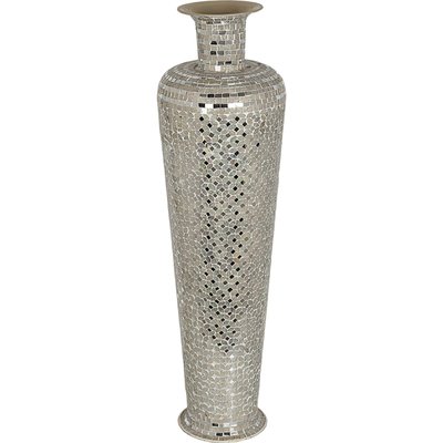 Vase décoratif mosaïque argentée en métal et verre élégant RECOLLECTION