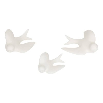 Lot de 3 décorations murales oiseaux en dolomite FLEUR DE ROSE ATMOSPHERA