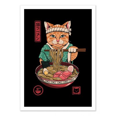 Affiche d’art et cadre noir 50 x 70 cm - Neko Ramen - Vincent Trinidad WALL EDITIONS