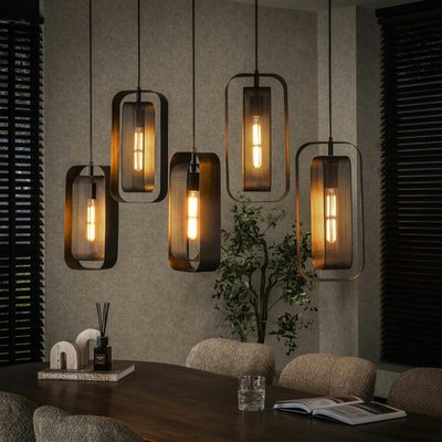 Suspension industrielle à double cadre 5 lampes RALF PIER IMPORT