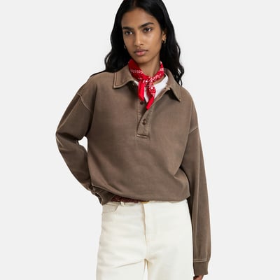 Sweat col polo, pur coton LA REDOUTE COLLECTIONS