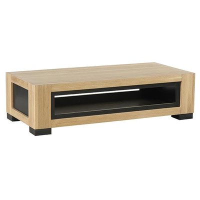 Table basse rectangle en chêne massif 140x65cm bois naturel et noir ATLANTA PIER IMPORT