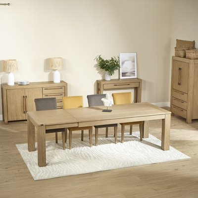 Table rectangulaire en chêne 1 rallonge 10/12 couverts MEGÈVE ROBIN DES BOIS