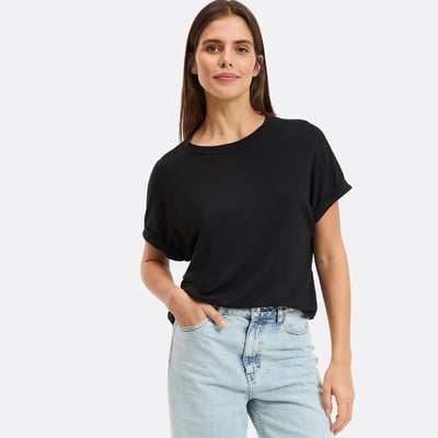 T-shirt col rond, à manches courtes, en lin LA REDOUTE COLLECTIONS