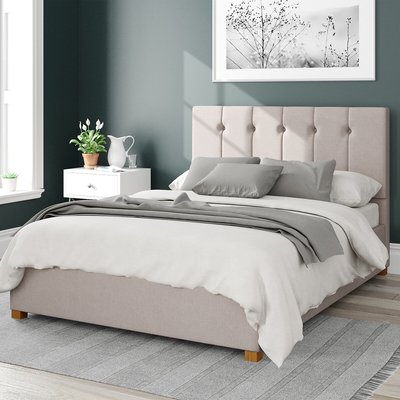 Hepburn Linen Storage Ottoman Bed with Vertical Buttoned Upholstered Headboard ASPIRE