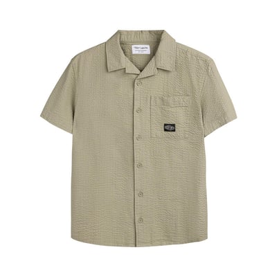 Chemise en coton kaki à coupe droite pourvue d'un col à revers TEDDY SMITH