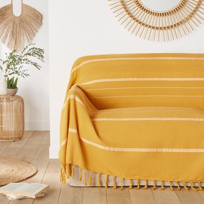 Plaid frangé rayé coton, Nedo LA REDOUTE INTERIEURS