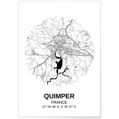 Affiche Carte Quimper L'AFFICHERIE