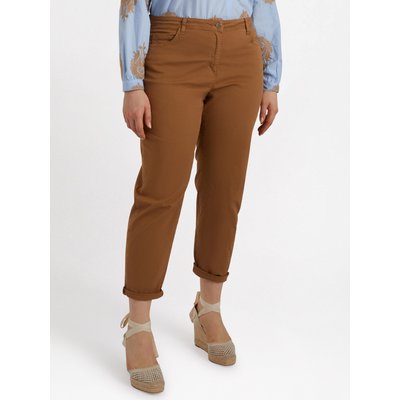 Pantalon décontracté en coton, avec un revers dans le bas, fermeture éclair et bouton FIORELLA RUBINO